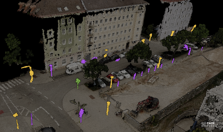 point cloud of street asset inventory classified via AI techniques