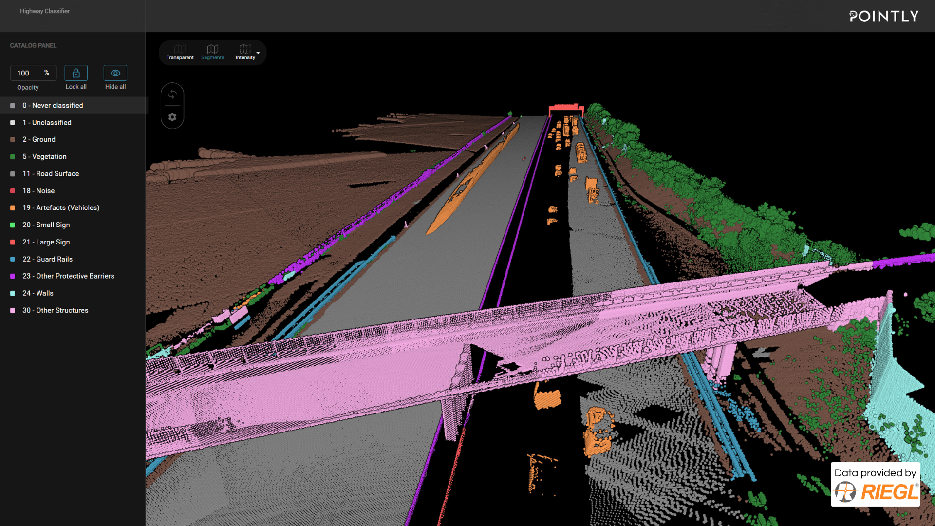 Software Screenshot shows 3d rendered objects like cars and bridges